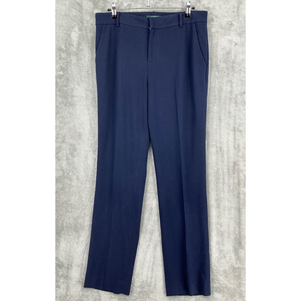 Ralph Lauren Pants Womens 8 Trouser Straight Leg Pockets Office Career Navy Blue